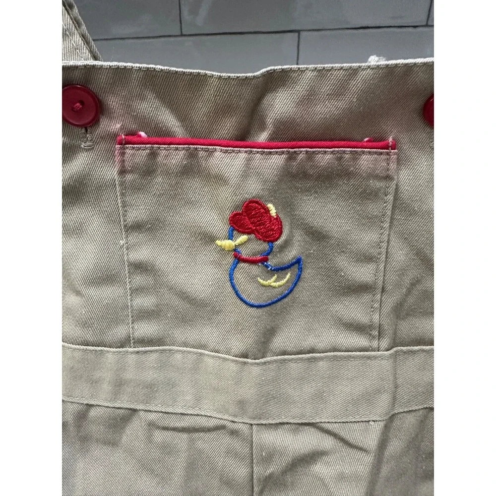 vtg brown bib‎ overalls with embroidered duck 9 mos